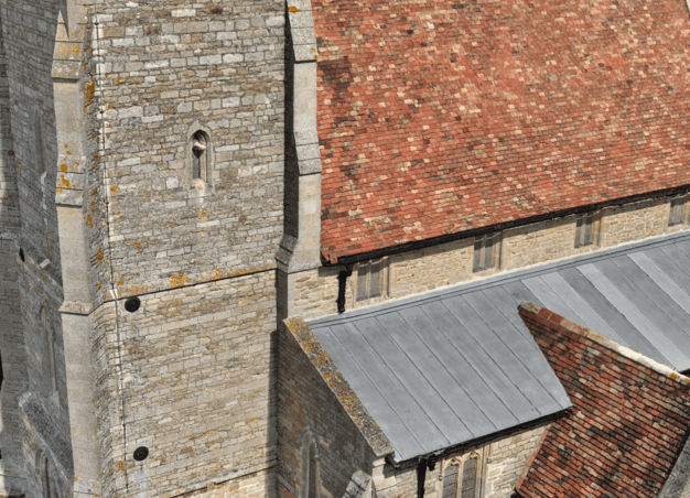 3D model of a church by a drone - angled close up