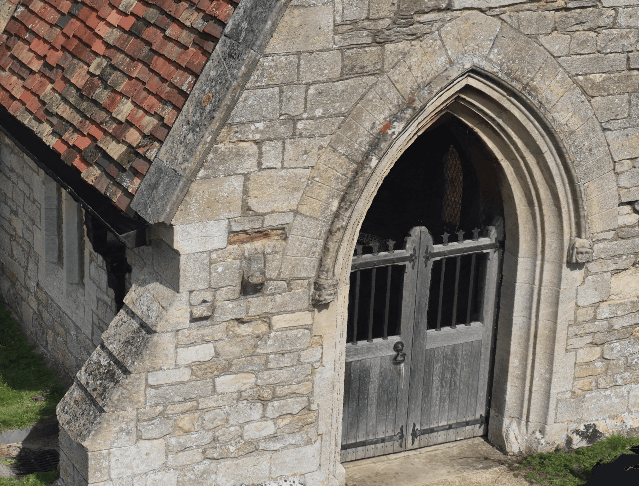 3D model of a church by a drone - entrance close up